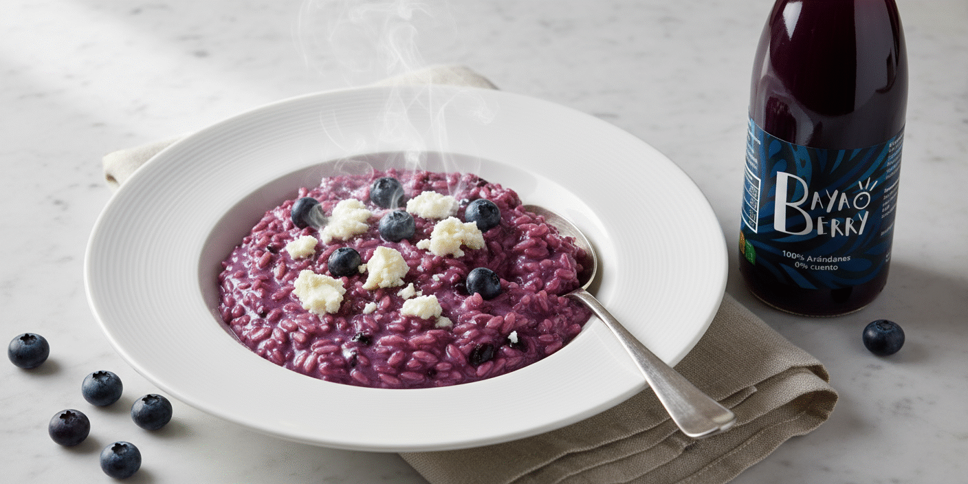 Risotto Cremoso con zumo de Arándanos Bayaberry