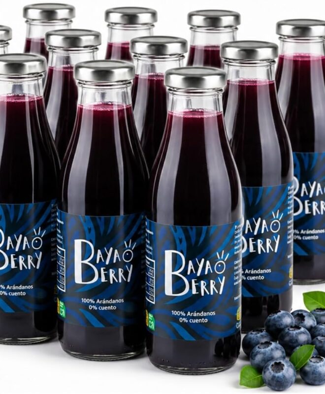 Zumo de Arándanos BayaBerry | 100 % Arándano del Norte de España, Prensado en Frío, Sin Azúcar Añadido