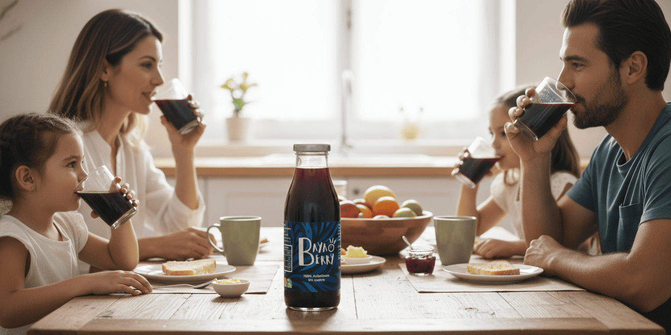 Familia-consumiendo-zumo-de-arandanos